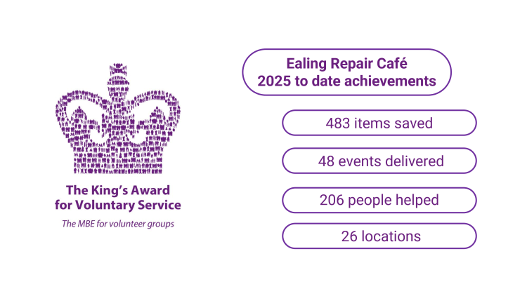 Kings Award for Voluntary Service Ealing Repair cafe 2025 achievements