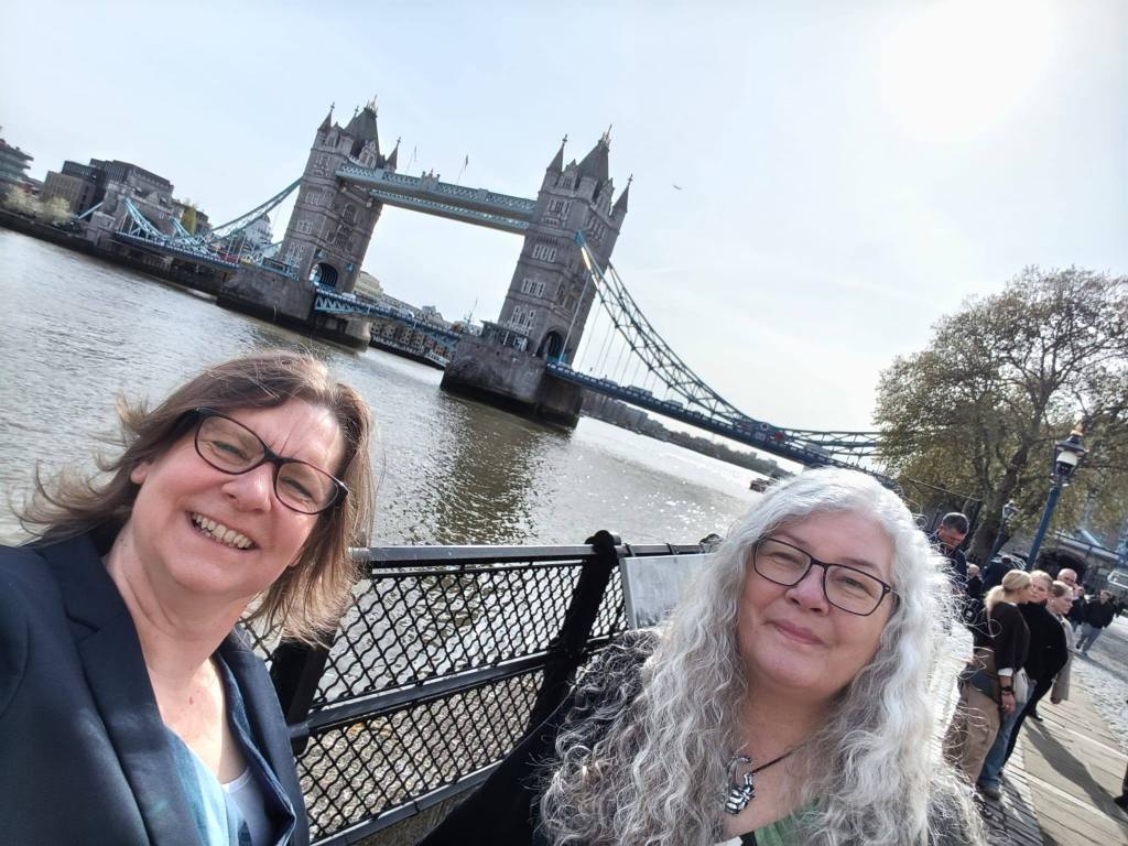 Yvonne and Jenny at Tower Bridge for Kings Award for Volunteers ceremony