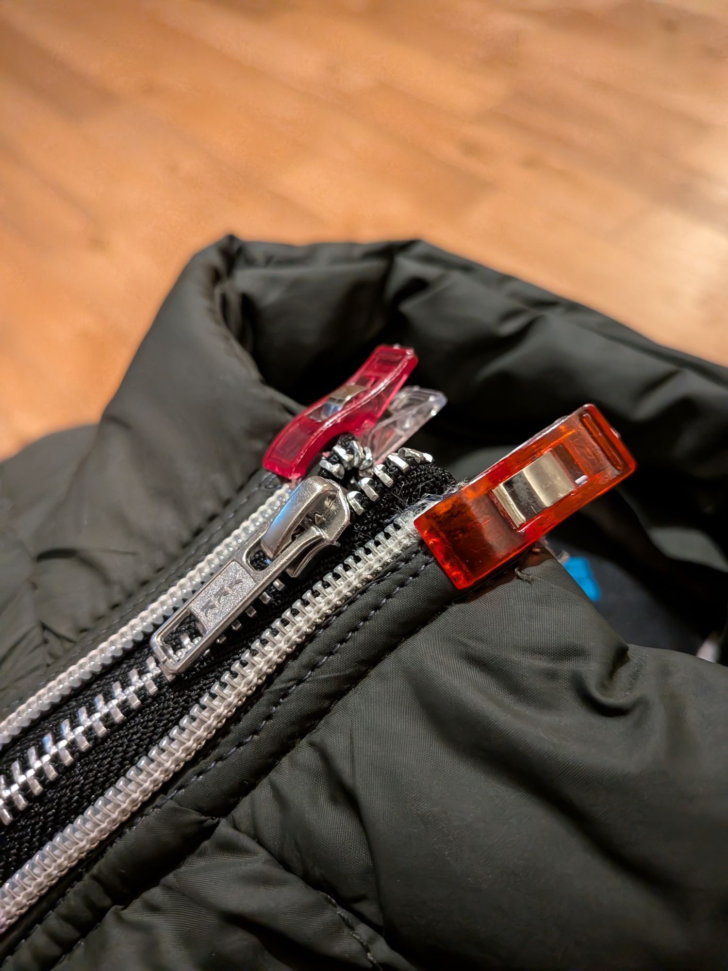 Attaching a zip to a jacket