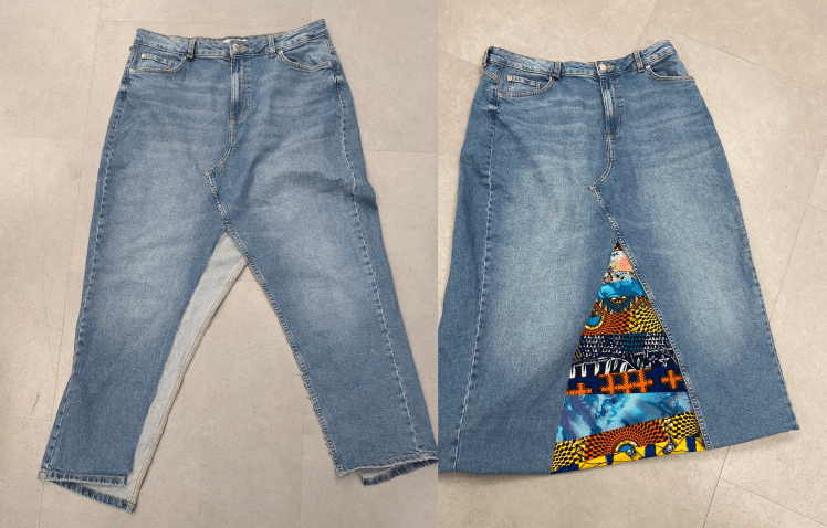 Making a maxi skirt ouf of denim jeans